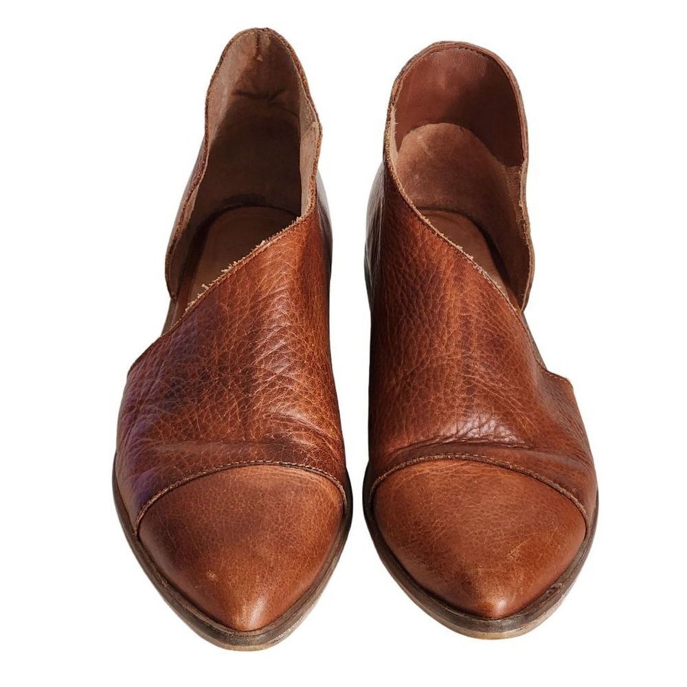 FREE PEOPLE Royale Brown Leather Pointed Toe Flats Size 38 7.5 - Picture 4 of 9